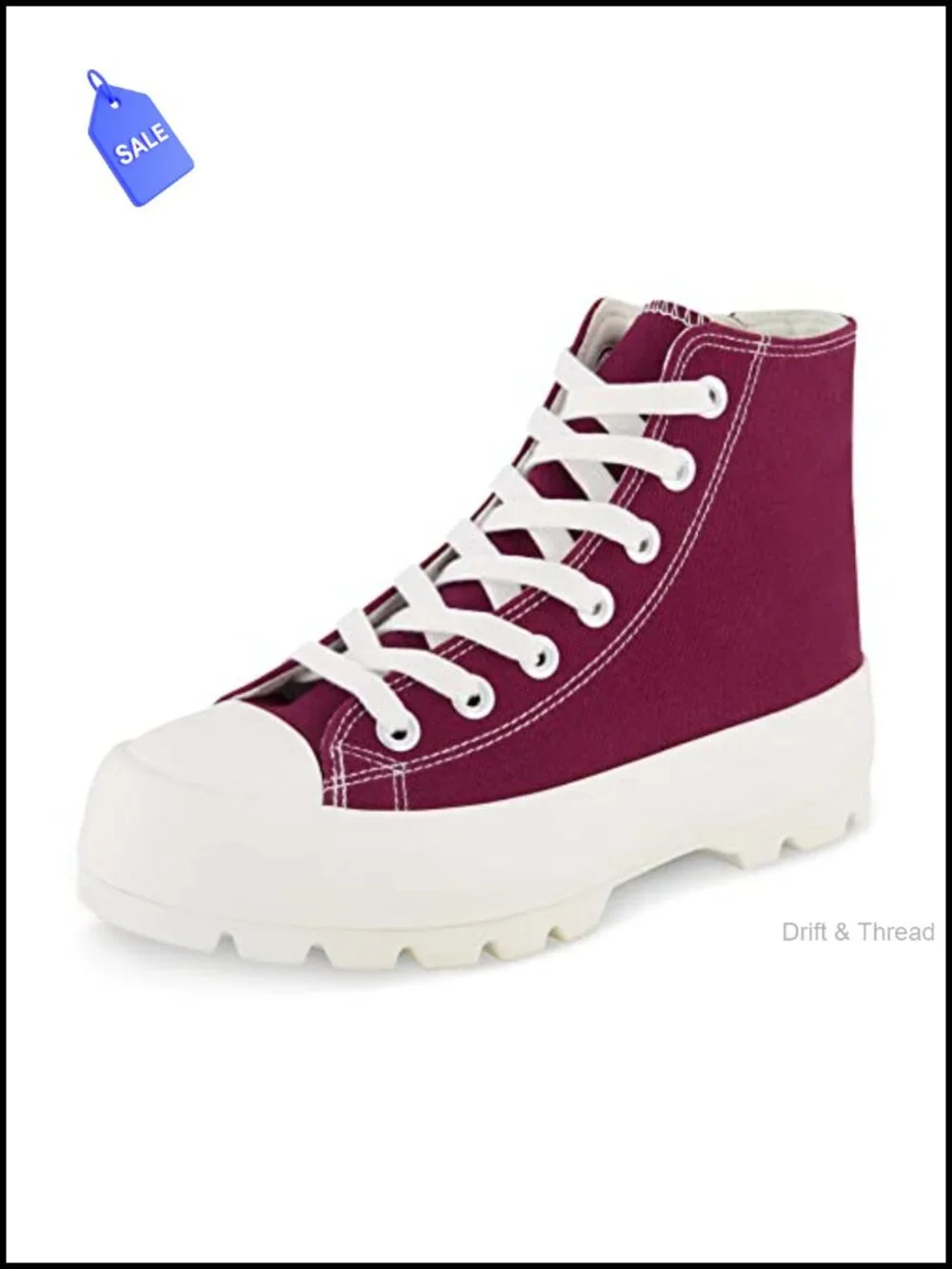 Canvas high top platform sneakers with side zipper and memory foam
